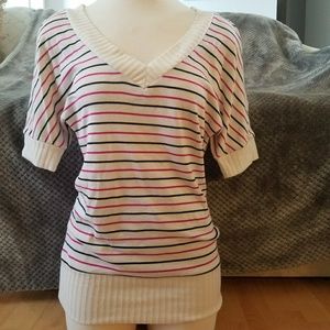 One step up Strip V neck